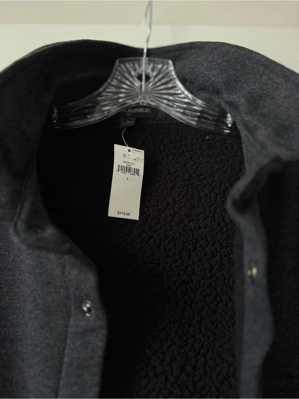 Men's Charcoal Sherpa-Lined Coat Fleece Jacket Brand New w Tags